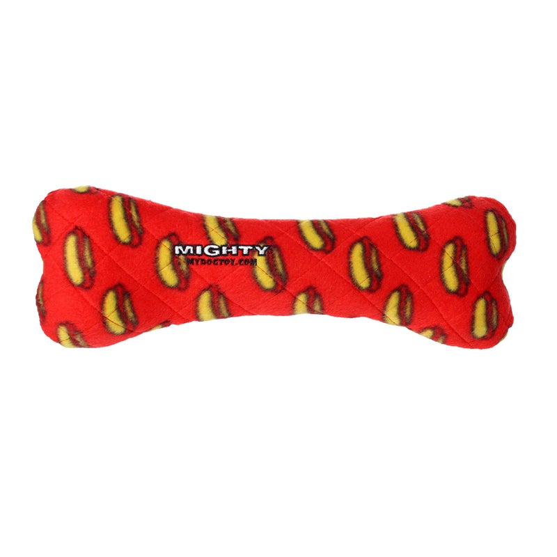 MIGHTY- No Stuff Bone-Redâ€“ Squeaky Plastic Core. 2-in-1 Toy. Made Durable & Floats, Strong & Tough. Interactive Play Dog Toy (Tug, Toss & Fetch) - Image 1